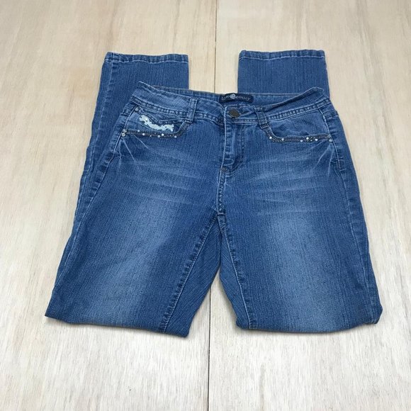 blue identity straight leg jeans women blue size 4p - Picture 2 of 4